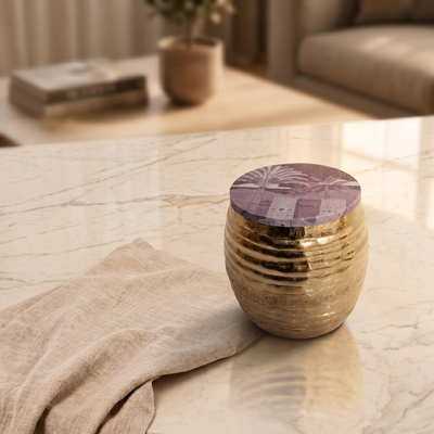Metal bowl with printed cover