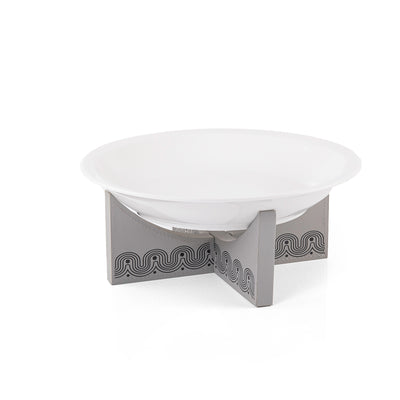 Dark Grey Leather Stand with Ceramic Plate - small