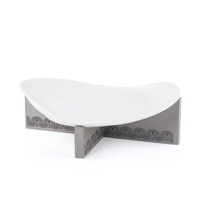 Dark Grey Leather Stand with Ceramic Plate - large