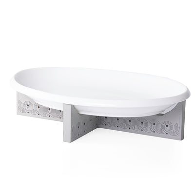 Dark Grey Leather Stand with Ceramic Plate - large