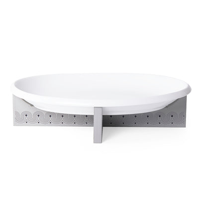 Dark Grey Leather Stand with Ceramic Plate - large