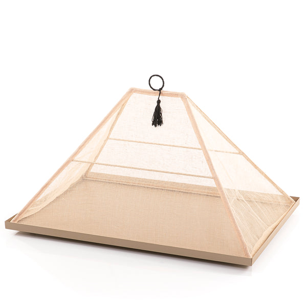 Foldable rattan cover with metal tray