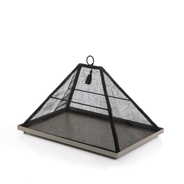 Foldable rattan cover with metal tray