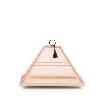 صينيه معدن بغطاء رتان