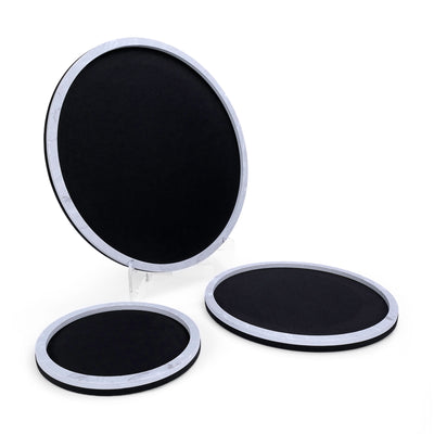 Set of 3 round leather trays