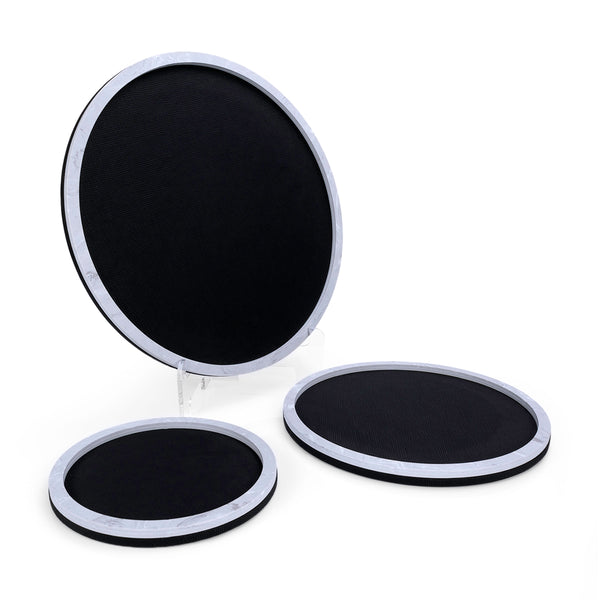 Set of 3 round leather trays