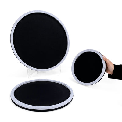 Set of 3 round leather trays