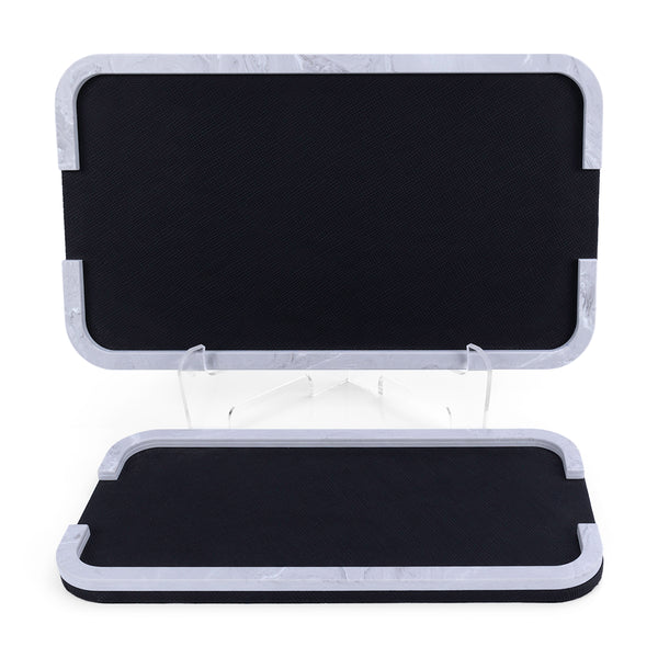 Set of 2 leather trays with marble handle