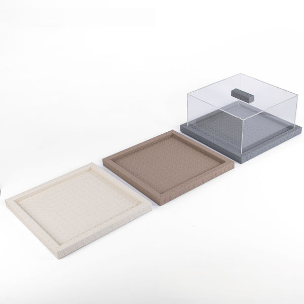 Rectangular wooden Serving Tray Wrapped in mix colour leather and covered by acrylic – Small