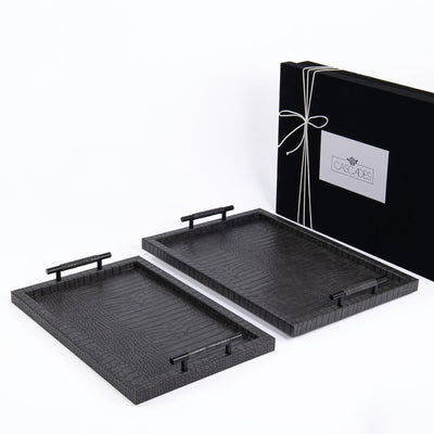طقم 2 صواني جلد مع بوكس هدية