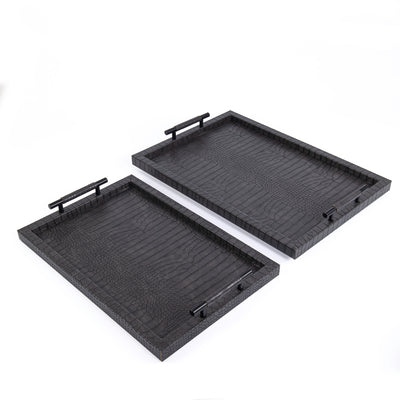 طقم 2 صواني جلد مع بوكس هدية