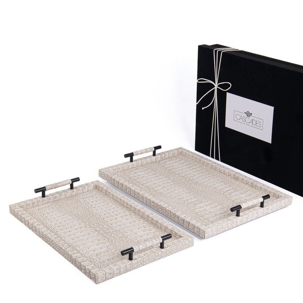 Set of 2 leather tray with gift box