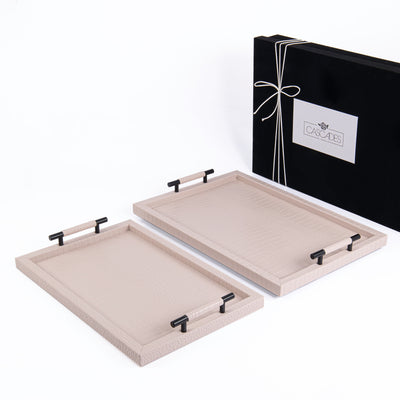 طقم 2 صواني جلد مع بوكس هدية