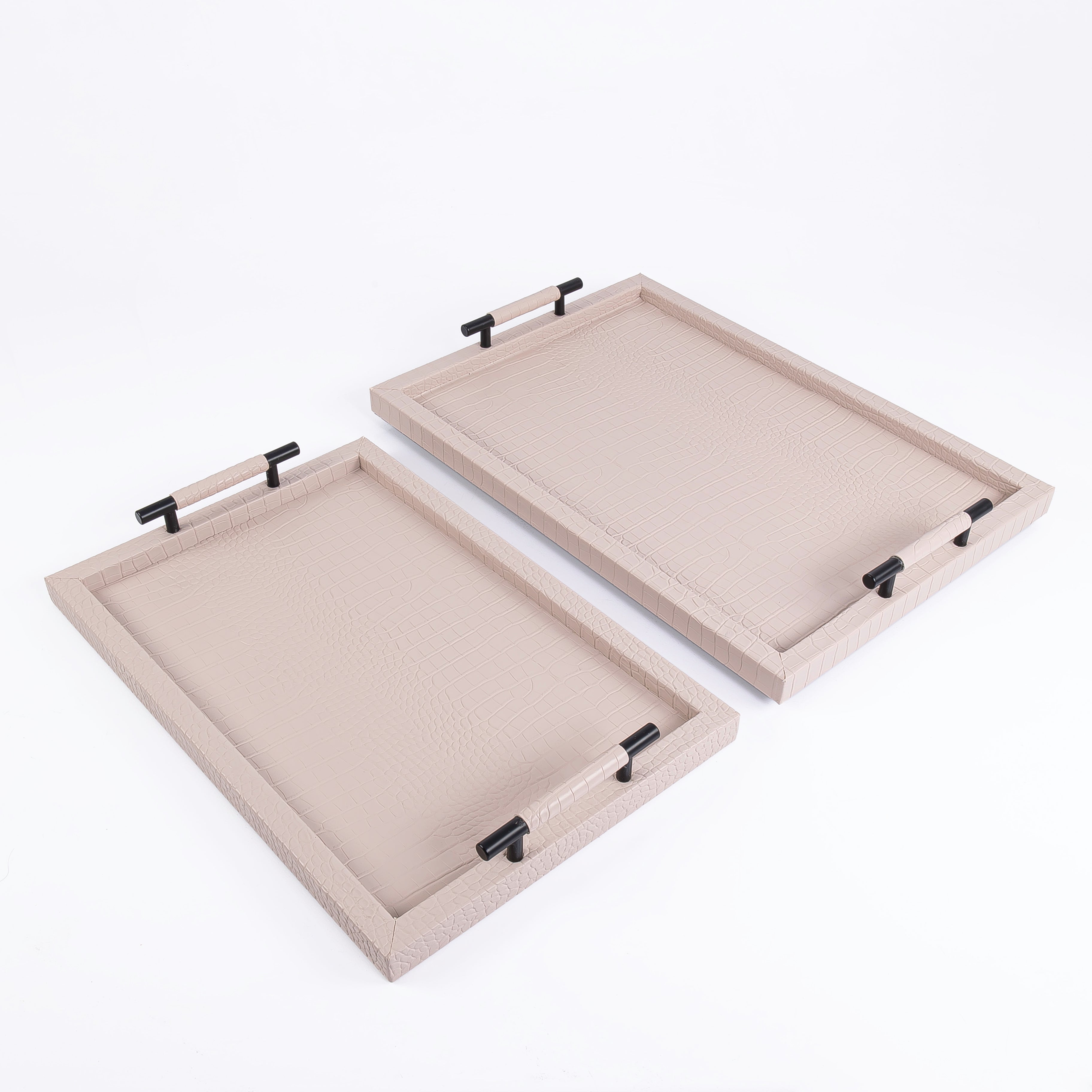 Set of 2 leather tray with gift box