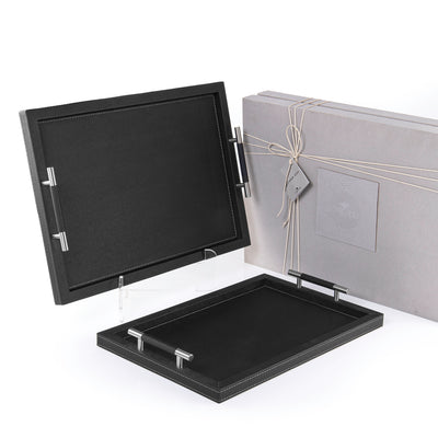 Set of 2 leather tray with gift box
