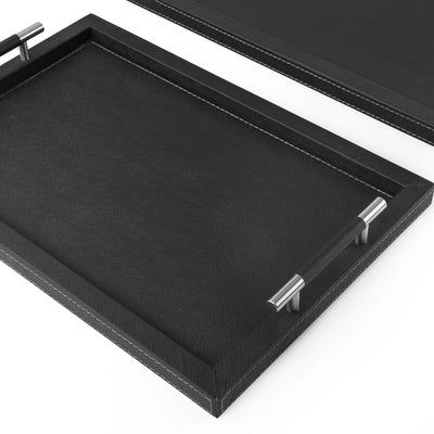 Set of 2 leather tray with gift box