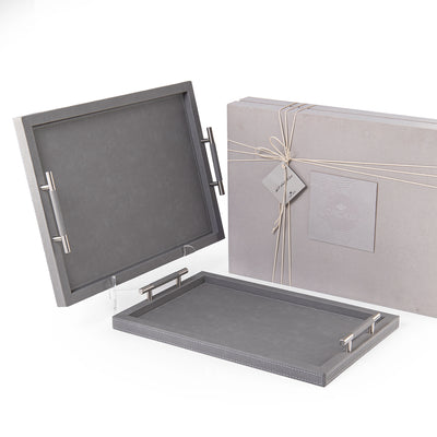 Set of 2 leather trays