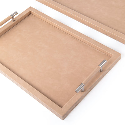 Set of 2 leather tray with gift box