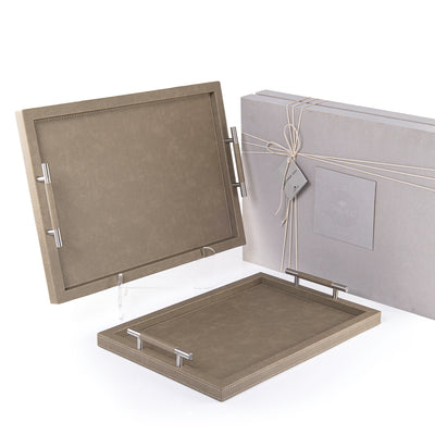 Set of 2 leather trays