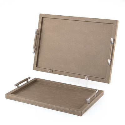 Set of 2 leather trays