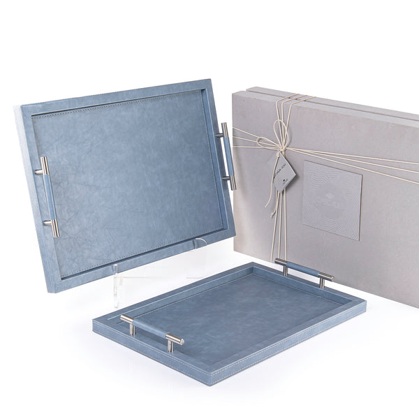 Set of 2 leather tray with gift box