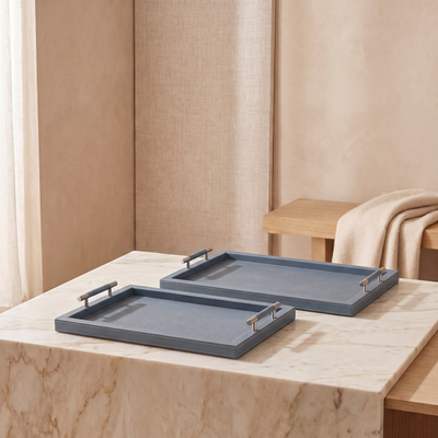 Set of 2 leather tray with gift box