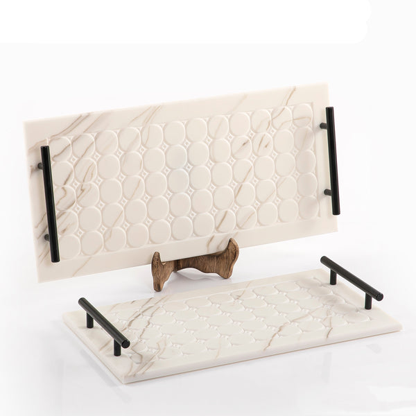 SET OF 2 CORIAN TRAY WITH BOX