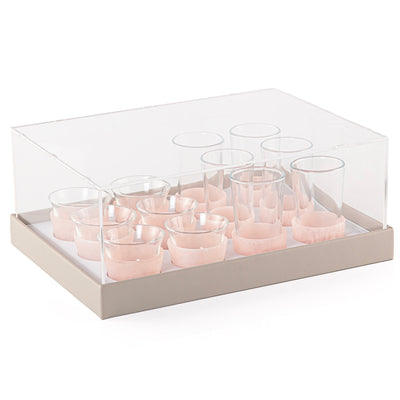 طقم من 12 قطعة من استكانات الشاي وأكواب القهوة العربية - وردي