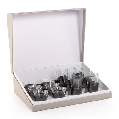 طقم فناجين الشاي والقهوة 12 قطعة مع بوكس هدايا - أسود