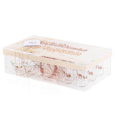 طقم أكواب زجاجية أكريليك مع قاعدة أكواب - بني