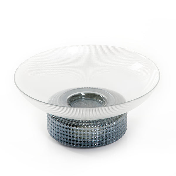 Glass round Bowl With Blue Base