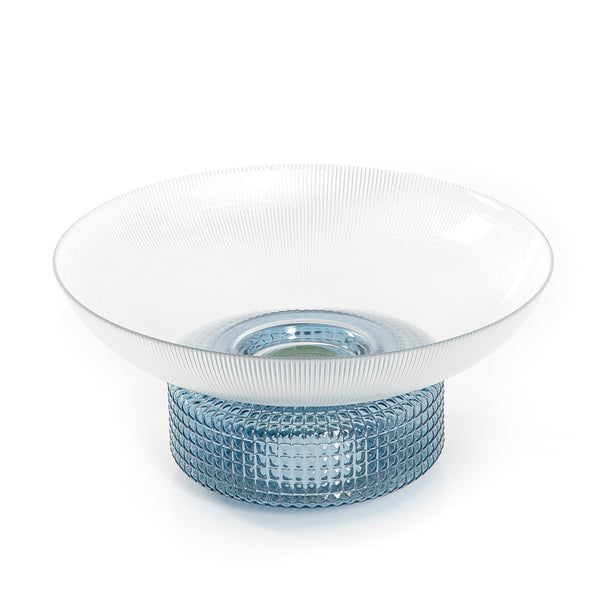 Glass round Bowl With Blue Base