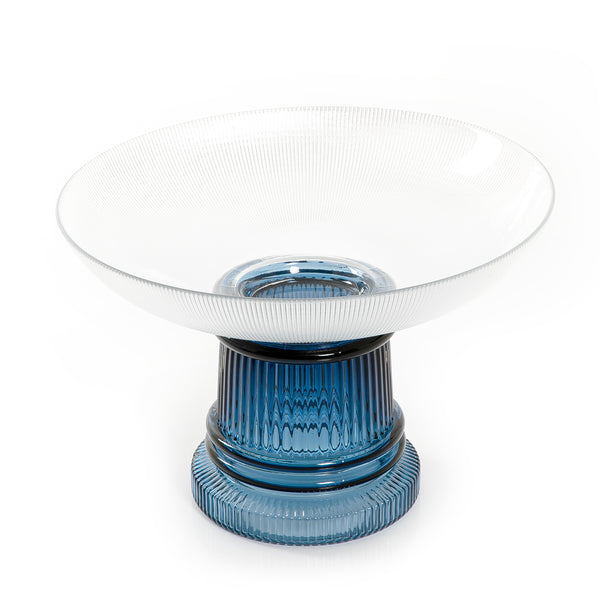Glass Bowl With Blue Base - Large