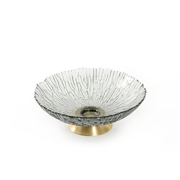 Glass Circle Bowel With Golden Base