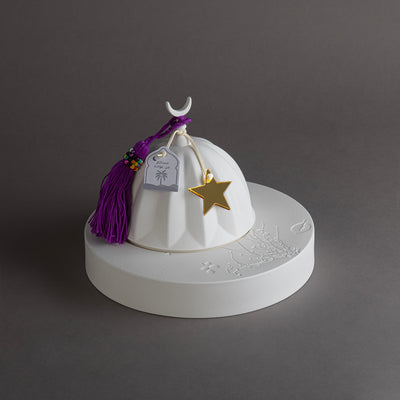 Gergaan Matt White Bowl With Tassel - Purple