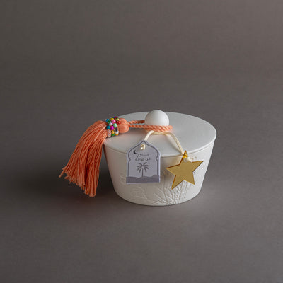 وعاء قرقيعان سيراميك أبيض - خوخي 