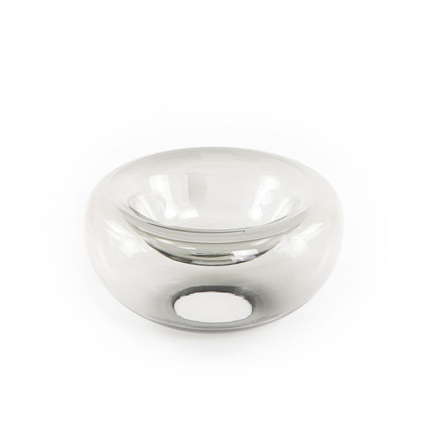 Glass bowl in grey color