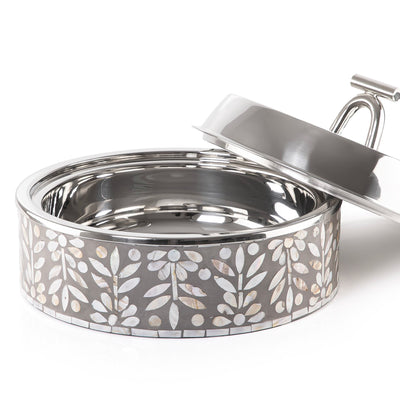 Large mother of pearl stainless steel food heat keeper - grey