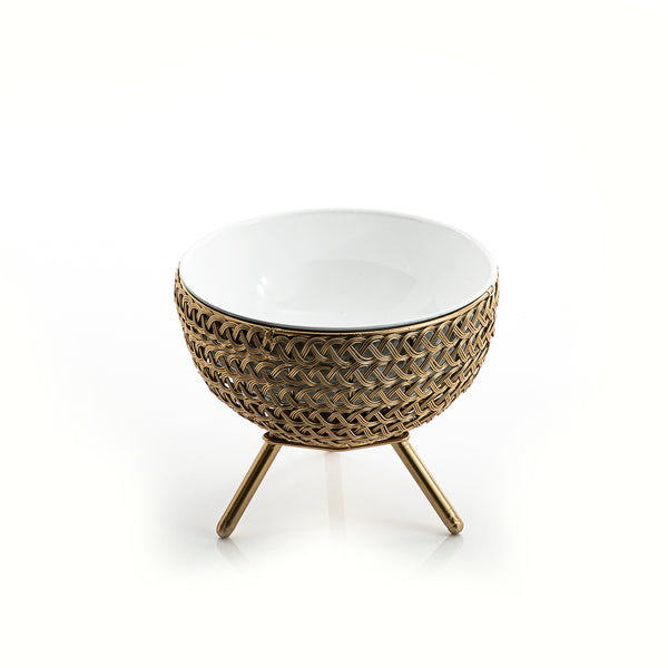 Gold round Metal Bowl With Legs - Small