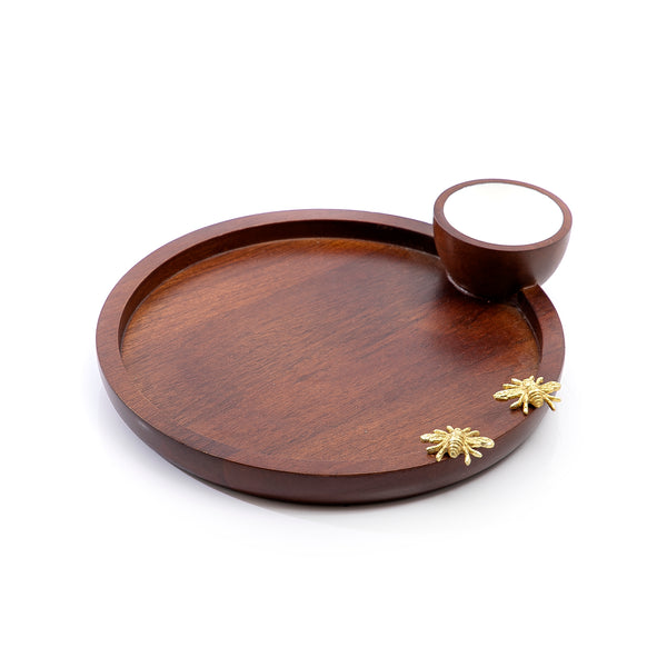 صينية خشبية دائرية 