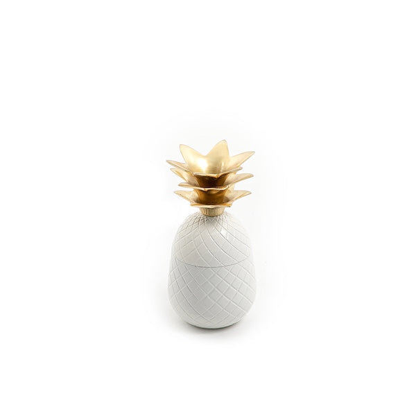 white Metal Jar With white and gold Lid