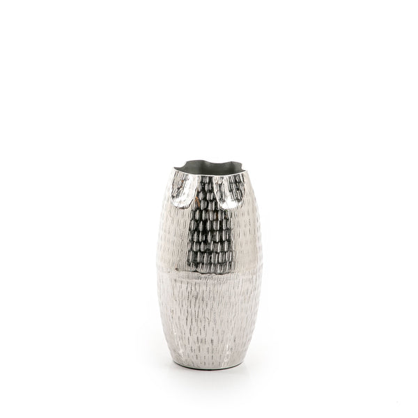 Silver Barrel Metal Vase