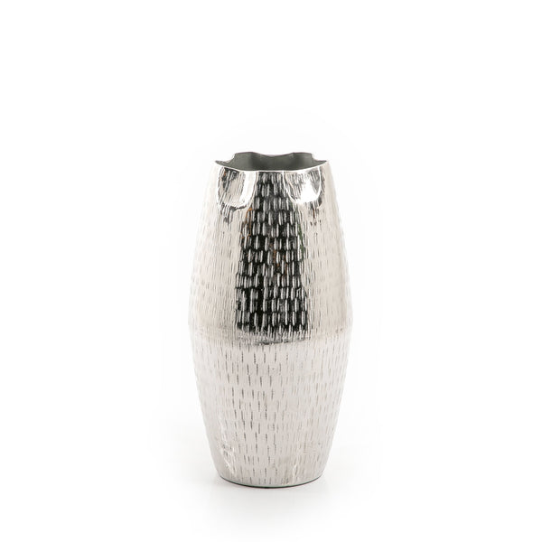 Silver Barrel Metal Vase