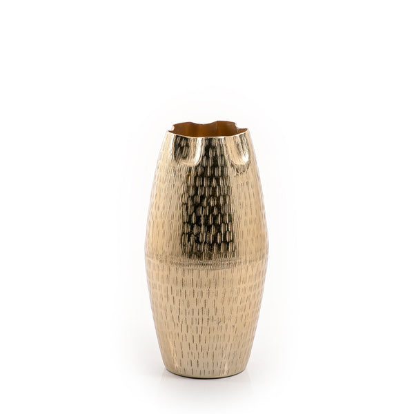 Gold Barrel Metal Vase