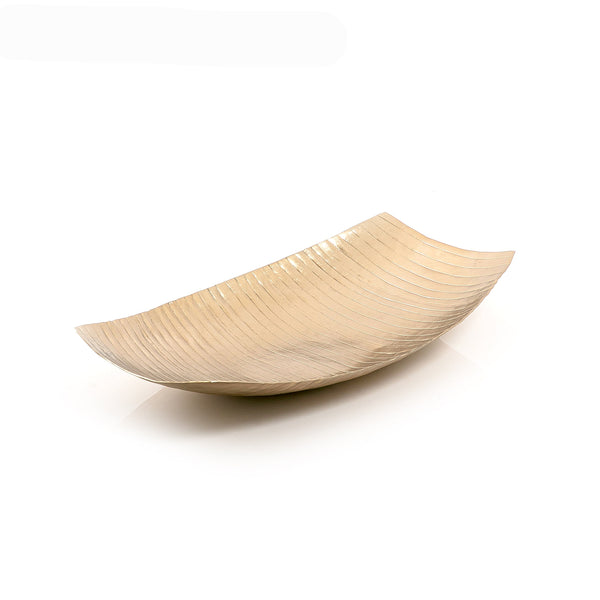 صحن معدني مستطيل باللون الذهبي