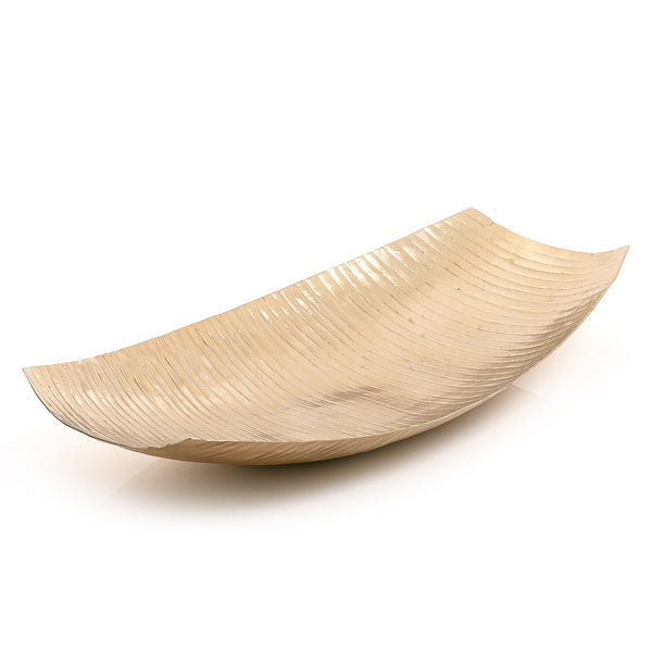 صحن معدني مستطيل باللون الذهبي