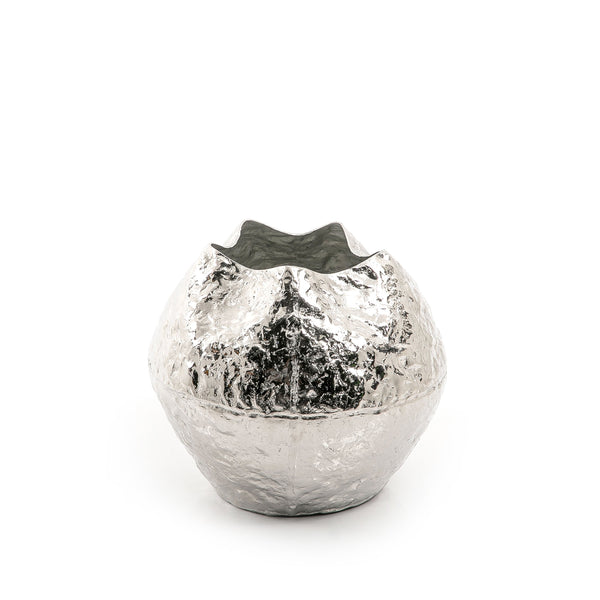 Silver Spherical Metal Vase