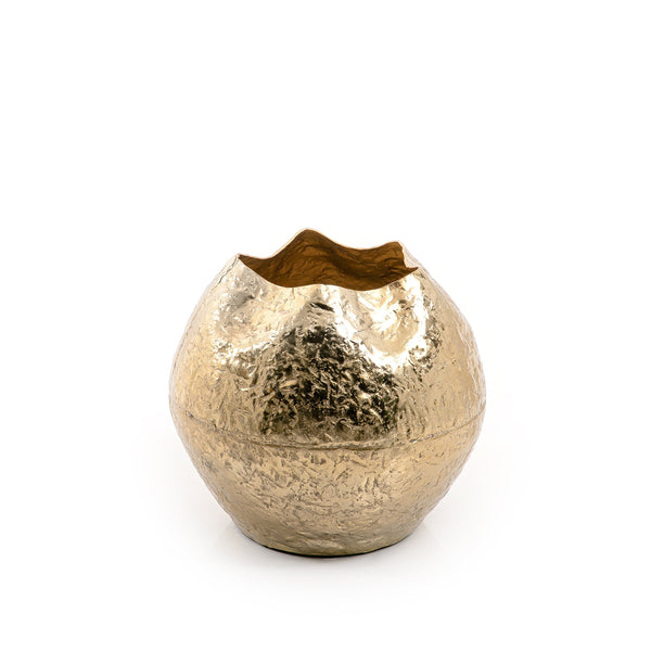 Gold Spherical Metal Vase