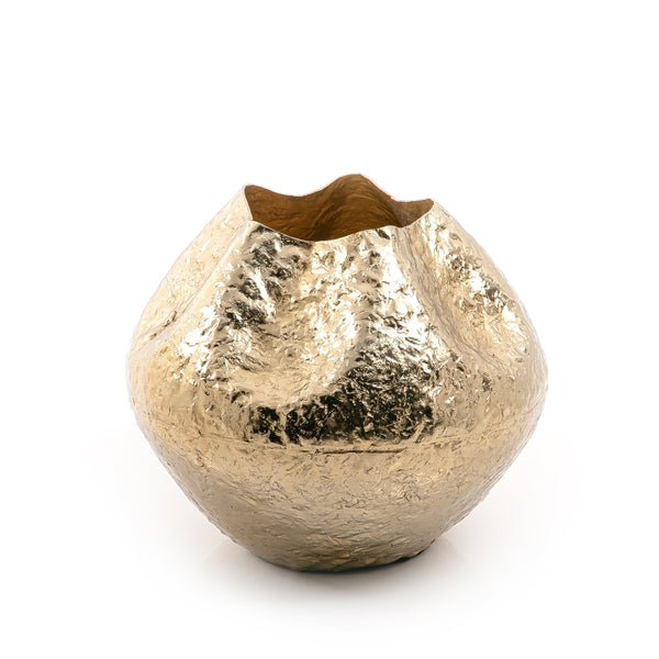 Gold Spherical Metal Vase