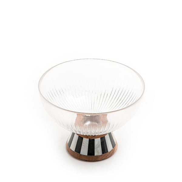 Glass bowl with wooden base